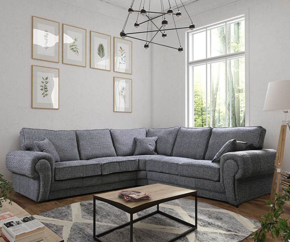 Wilcot Grey Fabric Large Corner Sofa