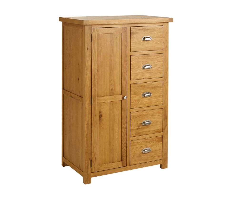 Birlea Furniture Woburn Oak 1 Door 5 Drawer Combi Wardrobe