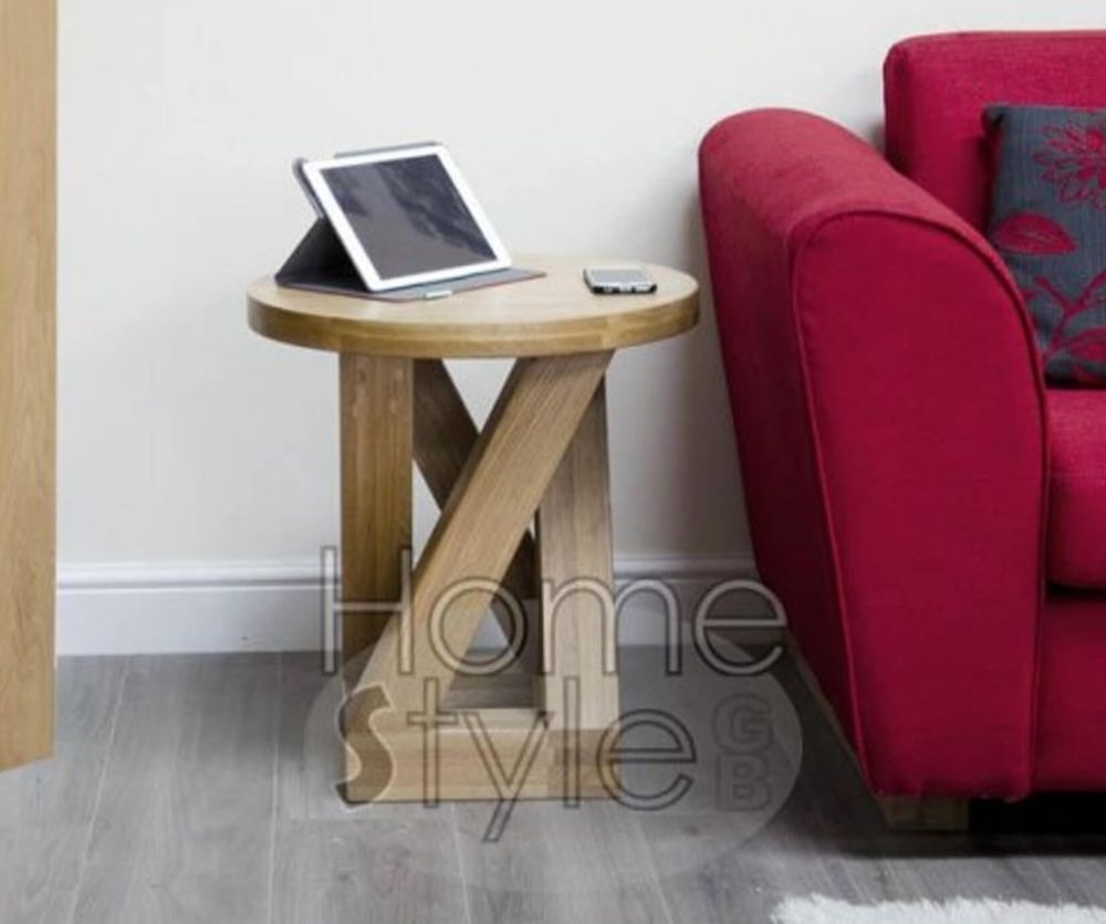 Homestyle GB Z Oak Designer Round 4Leg Lamp Table