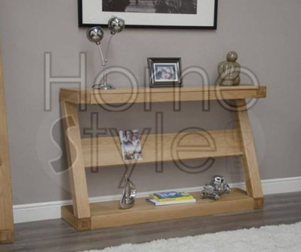 Homestyle GB Z Oak Designer Wide Console Table with Shelf