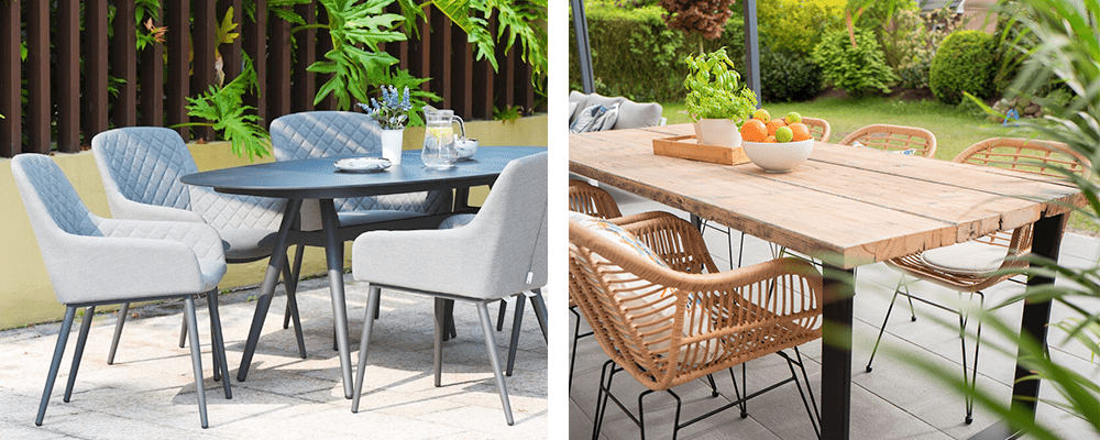 DINE OUTSIDE IN STYLE WITH COORDINATED OUTDOOR FURNITURE AND DINNERWARE